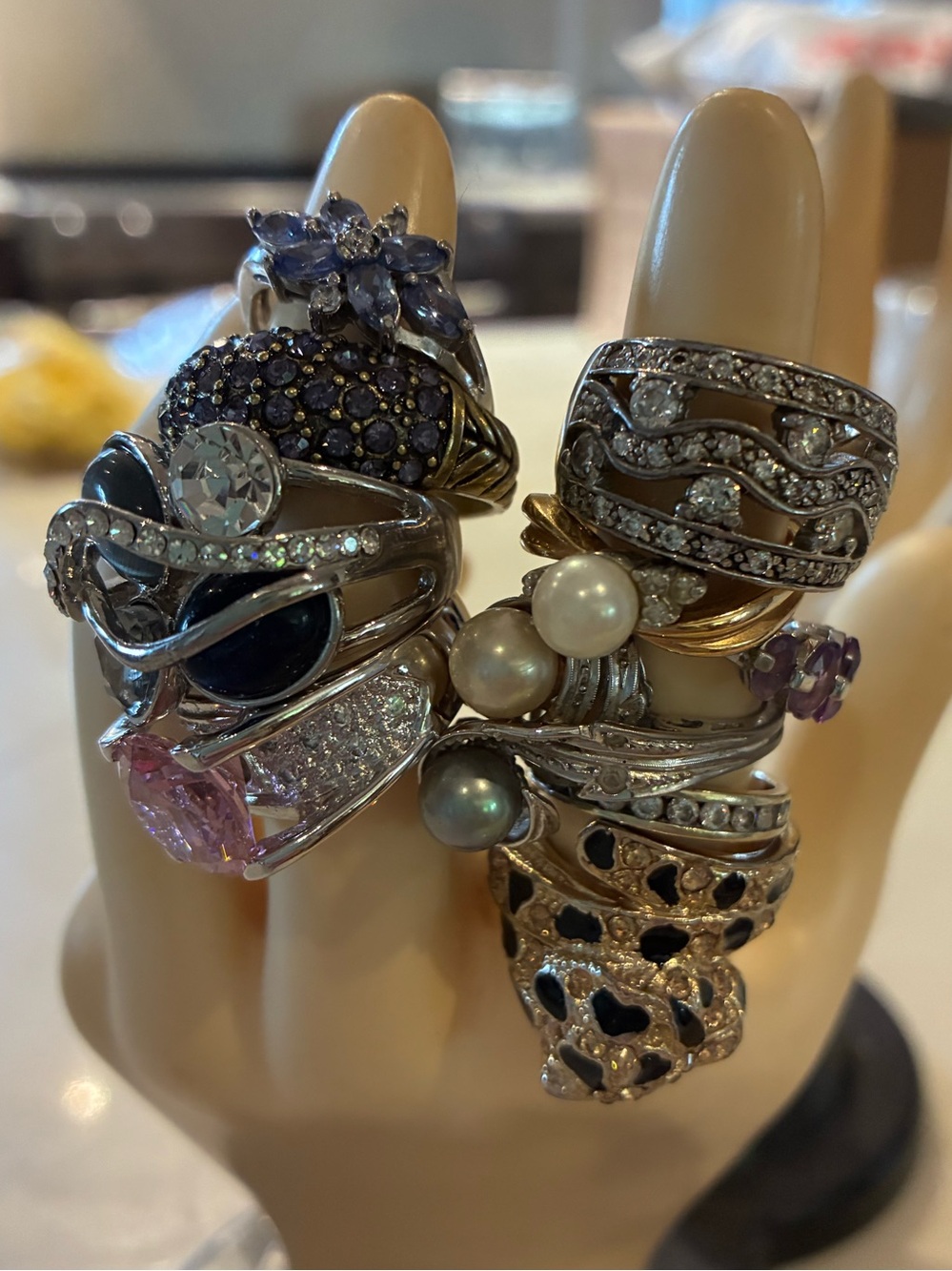 10 Gemstone and Pearl Rings - Multi-Color Collection - Picture 6 of 6